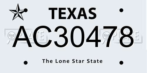 AC30478 Texas License Plate