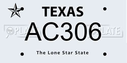 AC306 Texas License Plate