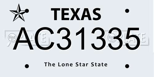 AC31335 Texas License Plate