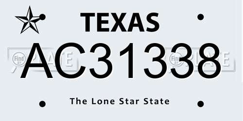AC31338 Texas License Plate