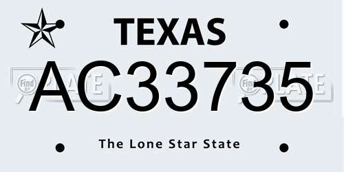 AC33735 Texas License Plate