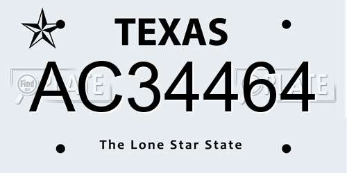 AC34464 Texas License Plate