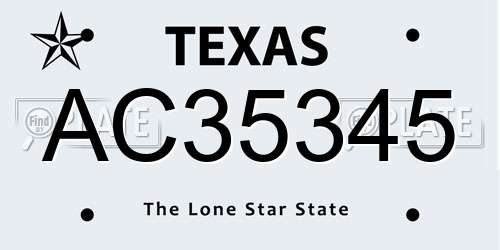 AC35345 Texas License Plate