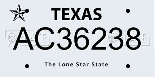 AC36238 Texas License Plate