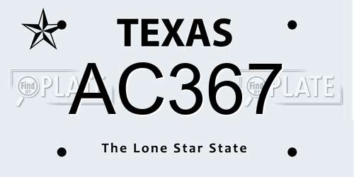 AC367 Texas License Plate