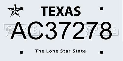 AC37278 Texas License Plate