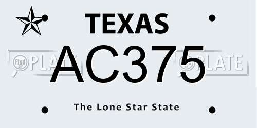 AC375 Texas License Plate