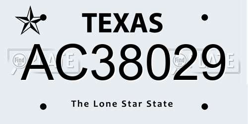 AC38029 Texas License Plate