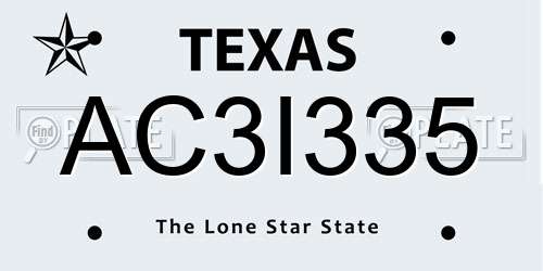 AC3I335 Texas License Plate