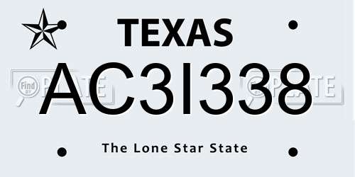 AC3I338 Texas License Plate