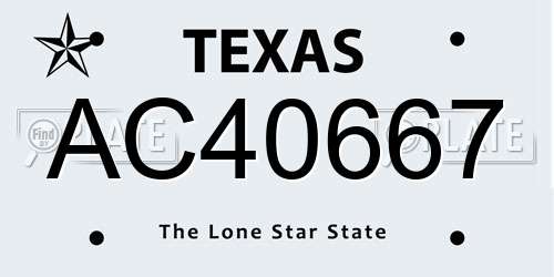 AC40667 Texas License Plate
