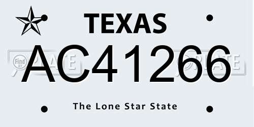 AC41266 Texas License Plate