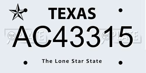 AC43315 Texas License Plate
