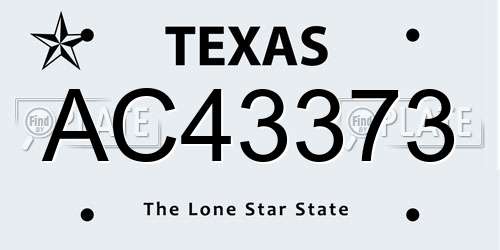 AC43373 Texas License Plate
