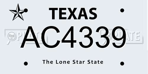 AC4339 Texas License Plate