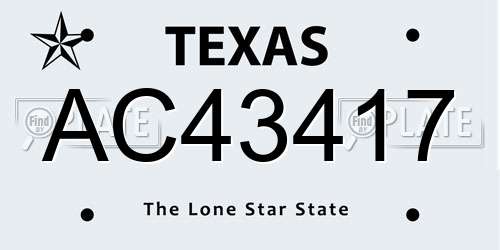 AC43417 Texas License Plate