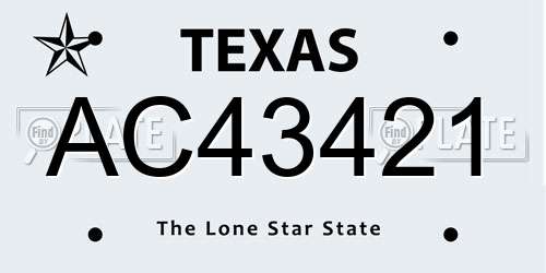 AC43421 Texas License Plate