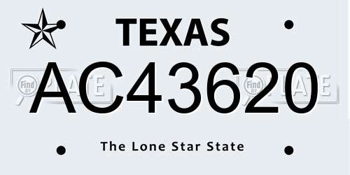 AC43620 Texas License Plate