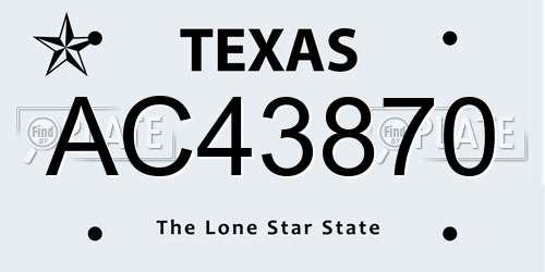 AC43870 Texas License Plate