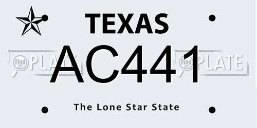 AC441 Texas License Plate