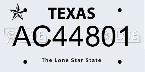 AC44801 Texas License Plate