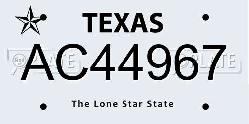 AC44967 Texas License Plate