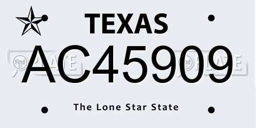AC45909 Texas License Plate