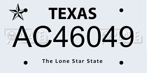 AC46049 Texas License Plate
