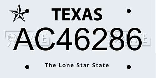 AC46286 Texas License Plate