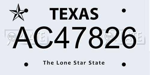 AC47826 Texas License Plate