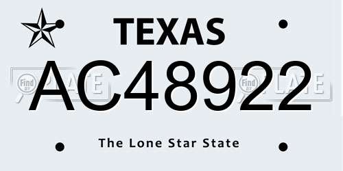 AC48922 Texas License Plate