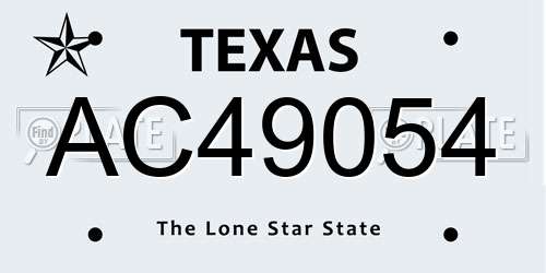 AC49054 Texas License Plate