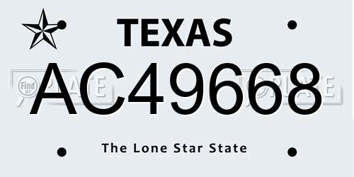 AC49668 Texas License Plate
