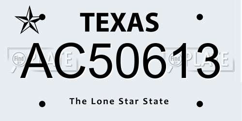 AC50613 Texas License Plate
