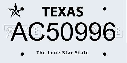 AC50996 Texas License Plate