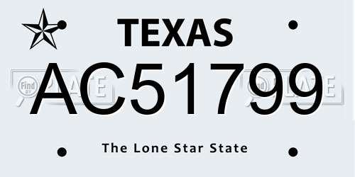 AC51799 Texas License Plate