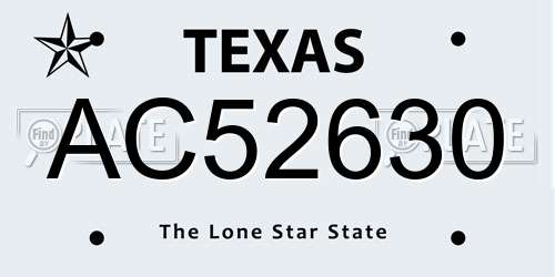 AC52630 Texas License Plate