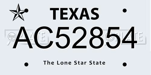 AC52854 Texas License Plate