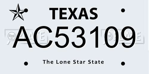 AC53109 Texas License Plate
