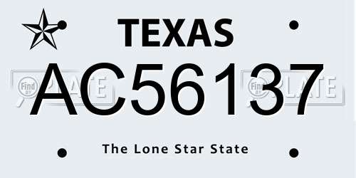 AC56137 Texas License Plate