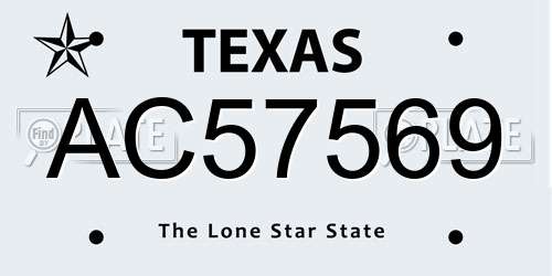 AC57569 Texas License Plate