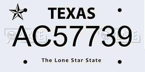 AC57739 Texas License Plate