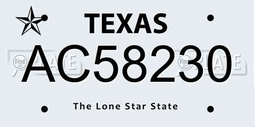 AC58230 Texas License Plate