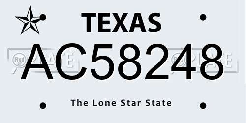 AC58248 Texas License Plate