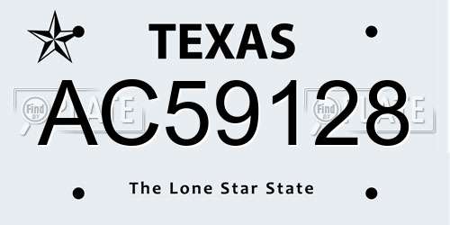 AC59128 Texas License Plate