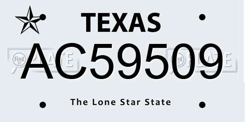 AC59509 Texas License Plate
