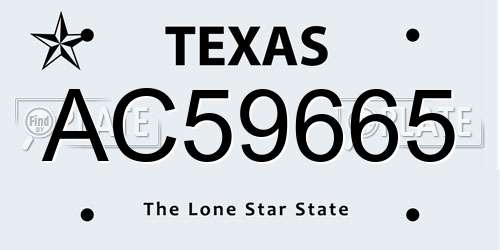 AC59665 Texas License Plate