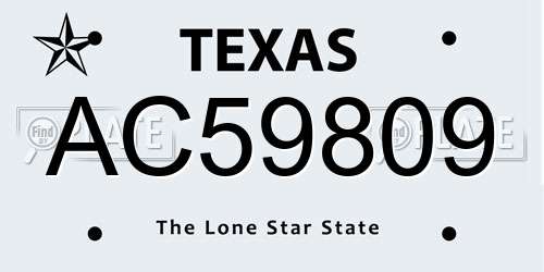 AC59809 Texas License Plate