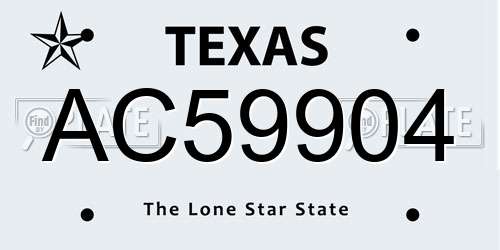 AC59904 Texas License Plate