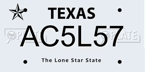 AC5L57 Texas License Plate